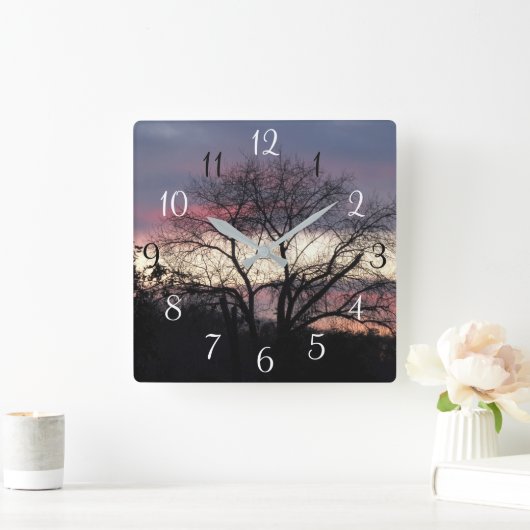 Zonnekring van eikenboom, Silhouette Wall klok (Huis)