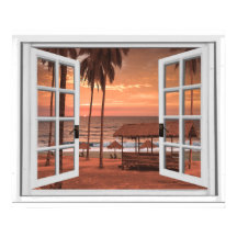 Zonnekuststrand Ocean Fake Window Uitzicht