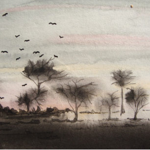 Zonnelandschap van rotsachtige zwarte bossen legpuzzel