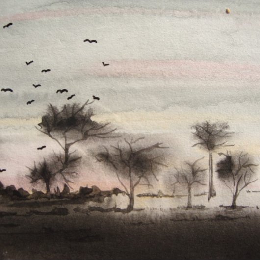 Zonnelandschap van rotsachtige zwarte bossen legpuzzel