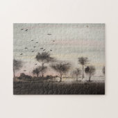 Zonnelandschap van rotsachtige zwarte bossen legpuzzel (Horizontaal)