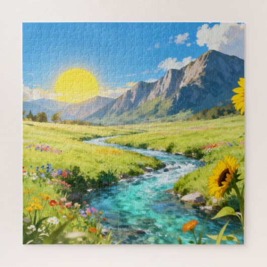Zonneleg Weidelegpuzzel in de Bergen Legpuzzel (Verticaal)
