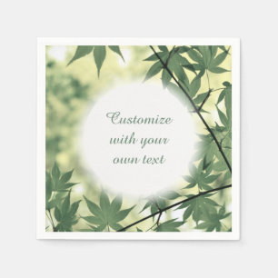 Zonnelicht door de Maple laat aangepaste tekst ach Servet