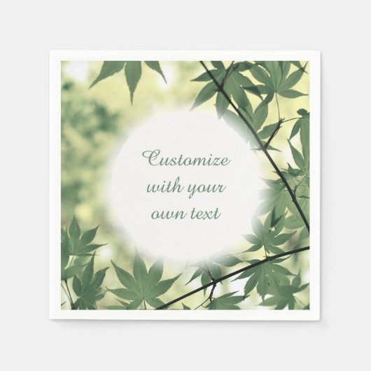 Zonnelicht door de Maple laat aangepaste tekst ach Servet (Voorkant)