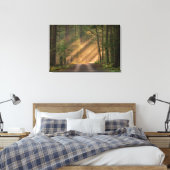 Zonnelicht door een bos canvas afdruk (Insitu (Slaapkamer))