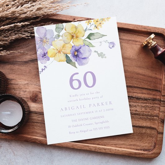 Zonnelicht & Lavendel Paarse 60ste Verjaardagsfees Kaart