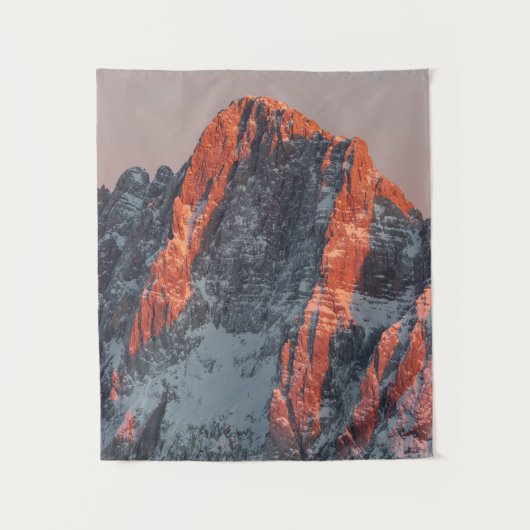 Zonnelicht op sneeuwbergen wandkleed (Voorkant)