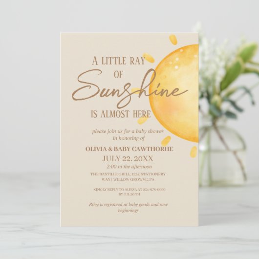 Zonnelicht zon geslachtsneutrale Baby Shower Kaart (Staand voorkant)