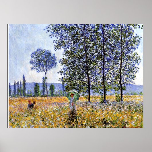 Zonnelichteffect onder de Poplars, Impressionisme Poster (Voorkant)
