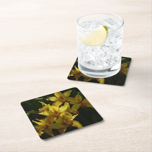 Zonnelichtgele orchideeën Floral Kartonnen Onderzetters (Insitu)