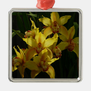 Zonnelichtgele orchideeën Floral Metalen Ornament