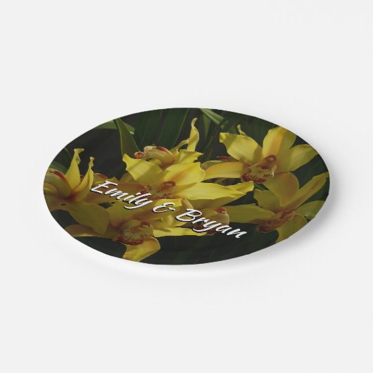 Zonnelichtgele orchideeën Floral Papieren Bordje (Gekanteld)