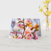 Zonnelichtroze Sakura Flowers. Cherry Blossom Kaart (Gele Bloem)