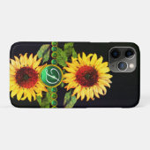 ZONNEMERS, EMERALD GREEN GEMSTONES FLORAAL MONOGRA Case-Mate iPhone CASE (Achterkant (horizontaal))