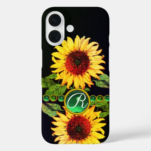 ZONNEMERS, EMERALD GREEN GEMSTONES FLORAAL MONOGRA Case-Mate iPhone CASE (Achterkant)