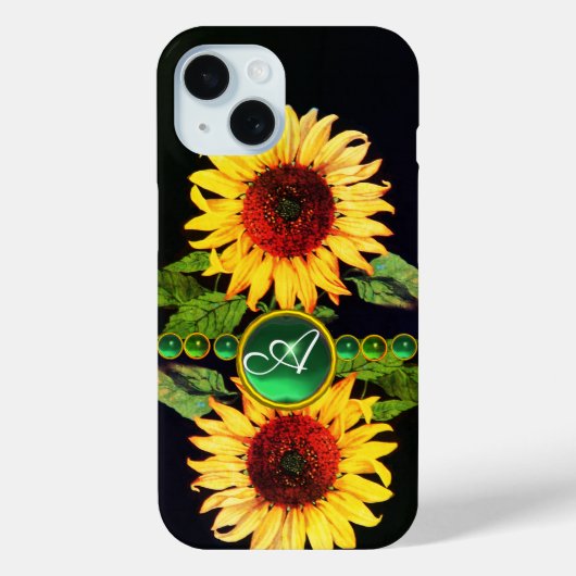 ZONNEMERS, EMERALD GREEN GEMSTONES FLORAAL MONOGRA Case-Mate iPhone CASE (Achterkant)