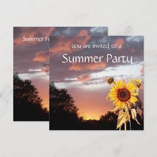 ZONNEMERS EN SUMMER SUNSET RUSTIC WEDDING PARTIJ KAART (Voorkant / Achterkant)
