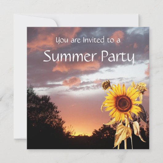 ZONNEMERS EN SUMMER SUNSET RUSTIC WEDDING PARTIJ KAART (Voorkant)