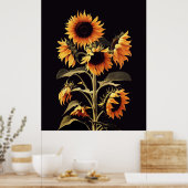 ZONNEMERS MET GROENE LEZEN IN ZWARTE ZWARTE POSTER (Keuken)