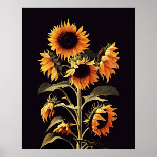 ZONNEMERS MET GROENE LEZEN IN ZWARTE ZWARTE POSTER