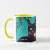 ZONNEMERS MET ZWARTE KAT IN BLAUWE TURQUOÏE FLORAL MOK (Links)