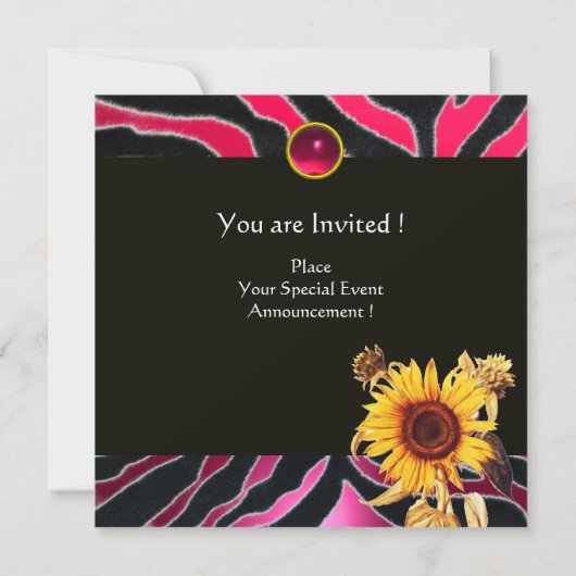 ZONNEMERS, PINK ZWARTE WITTE ZEBRA-MONOGRAM KAART (Achterkant)