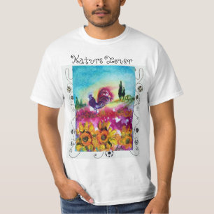 ZONNEMERS, POPPIËS, ZWARTE ROOSTER NATUUR LOVER T-SHIRT