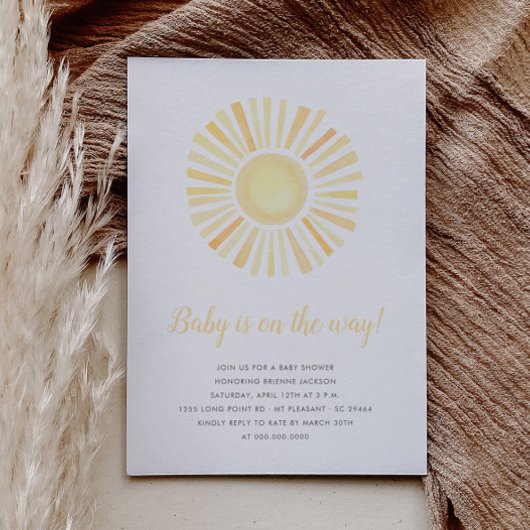 Zonneminimalistisch neutraal Boho Sun Baby shower Kaart