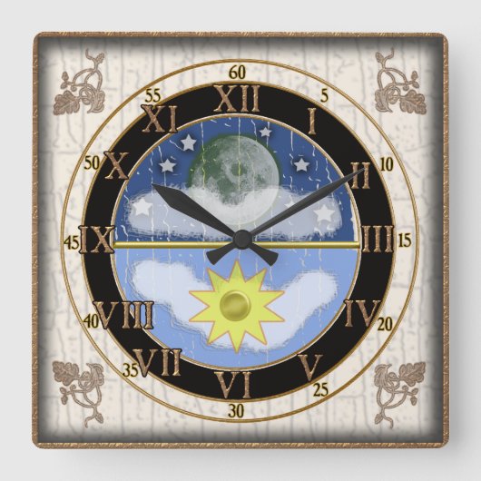 zonnemoer vierkante klok (Voorkant)