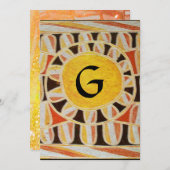 ZONNEMONOGRAM, helder geel oranje zwart wit Kaart (Voorkant / Achterkant)