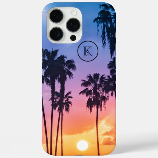 Zonnemonogram tropische regenboogkleurpalm Case-Mate iPhone case (Achterkant)