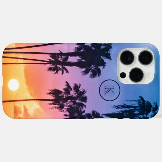 Zonnemonogram tropische regenboogkleurpalm Case-Mate iPhone case (Achterkant (horizontaal))