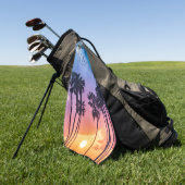 Zonnemonogram tropische regenboogkleurpalm golfhanddoek (Groen)