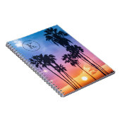 Zonnemonogram tropische regenboogkleurpalm notitieboek (Rechterzijde)