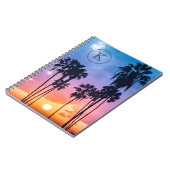 Zonnemonogram tropische regenboogkleurpalm notitieboek (Linkerzijde)