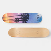 Zonnemonogram tropische regenboogkleurpalm persoonlijk skateboard (Horizontaal)