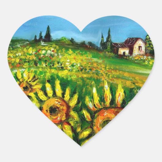 ZONNEN EN LANDEN IN DE TUSCANY, hart Sticker (Voorkant)