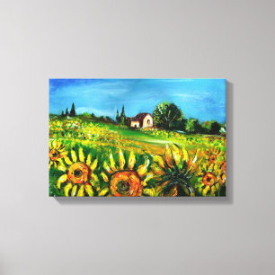 ZONNEN EN LANDEN IN TUSCANY CANVAS AFDRUK