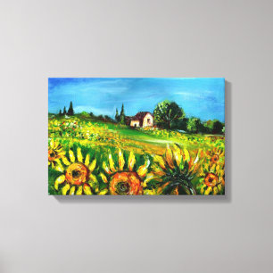 ZONNEN EN LANDEN IN TUSCANY CANVAS AFDRUK