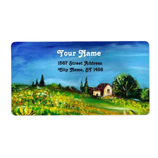 ZONNEN EN LANDEN IN TUSCANY ETIKET (Voorkant)