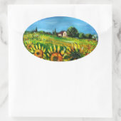 ZONNEN EN LANDEN IN TUSCANY,ovale Ovale Sticker (Tas)