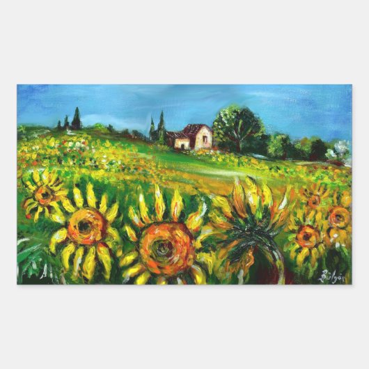 ZONNEN EN LANDEN IN TUSCANY RECHTHOEKIGE STICKER (Voorkant)