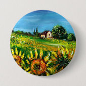 ZONNEN EN LANDEN IN TUSCANY RONDE BUTTON 7,6 CM (Voorkant)
