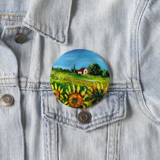 ZONNEN EN LANDEN IN TUSCANY RONDE BUTTON 7,6 CM (In situ)