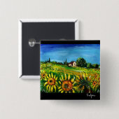 ZONNEN EN LANDEN IN TUSCANY VIERKANTE BUTTON 5,1 CM (Voorkant /achterkant)