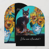 ZONNEN EN ZWARTE KAT IN BLAUW BLAUWGROEN-zomerpart Kaart (Voorkant / Achterkant)