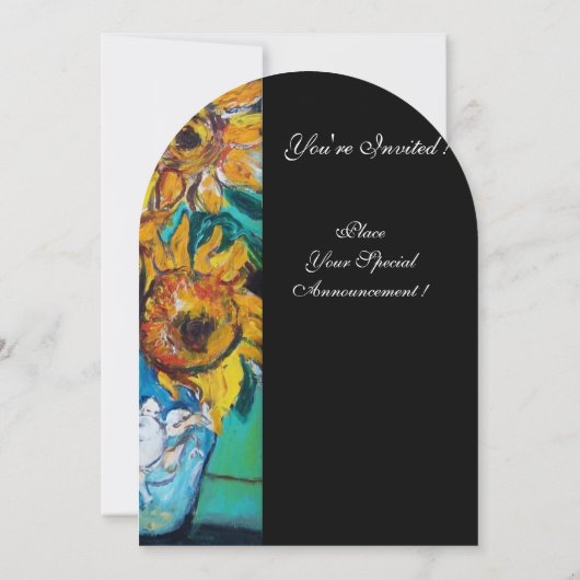 ZONNEN EN ZWARTE KAT IN BLAUW BLAUWGROEN-zomerpart Kaart (Achterkant)