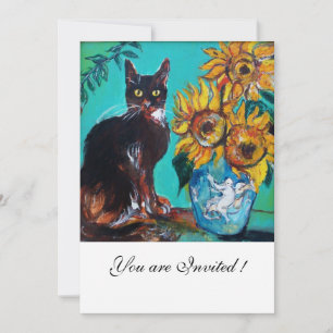 ZONNEN EN ZWARTE KAT IN BLAUW BLAUWGROEN-zomerpart Kaart