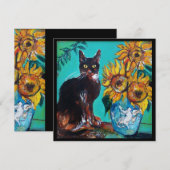 ZONNEN EN ZWARTE KAT IN BLAUW BLAUWGROEN-zomerpart Kaart (Voorkant / Achterkant)