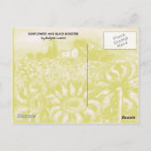 ZONNEN EN ZWARTE ROOSTER BRIEFKAART (Achterkant)